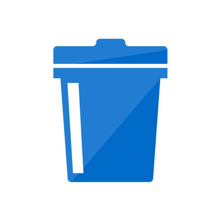 Blue trash can icon with a sense of gloss. Flat design vector.のイラスト素材