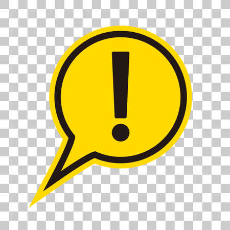 Exclamation mark in a speech balloon. Vector illustration that can be used for alerts and warnings. The background is transparent.のイラスト素材