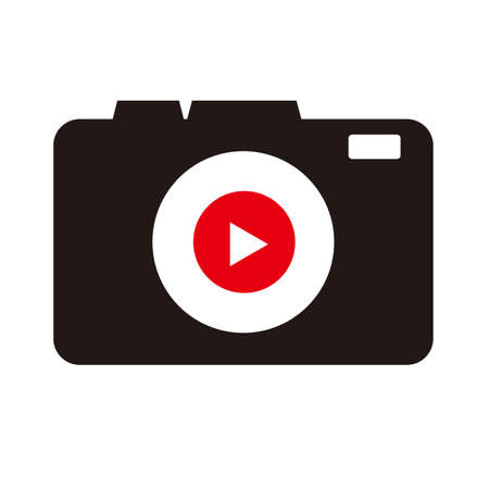 A camera icon with the lens as a playback button. Vectorのイラスト素材