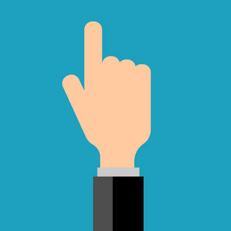 Sign of a male hand holding up an index finger. Vector. Expressions of tapping and clicking on something are possible.のイラスト素材