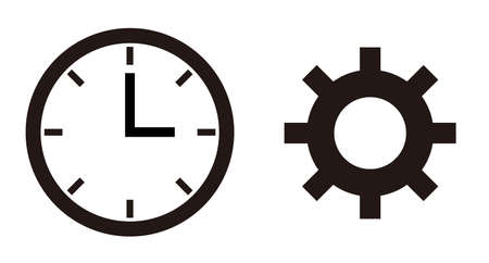 A set of clock and gear icons. Vectors.のイラスト素材
