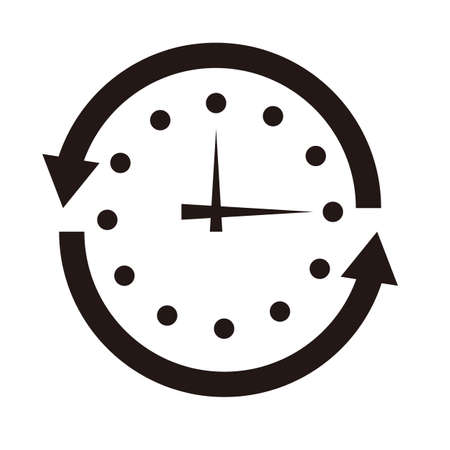Rotating arrow and clock icons. Vectors.のイラスト素材
