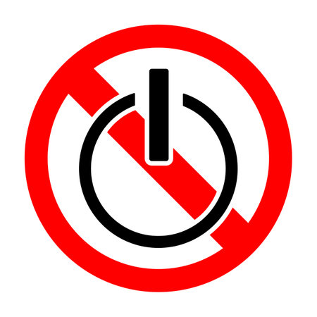 A power icon indicating that power is not available and a forbidden sign.