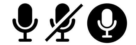 Microphone icon set. Flat design vector.のイラスト素材