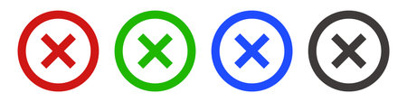 A set of colorful icons with a cross  mark  symbol. Vectors.のイラスト素材