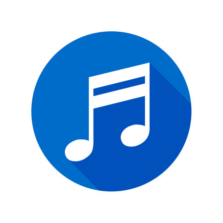 A musical note icon in a blue circle. Modern vector.のイラスト素材
