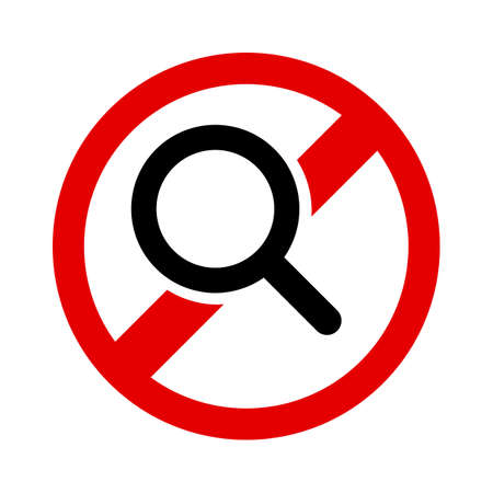 Magnifying glass and red stop sign. No searching. Vector.のイラスト素材
