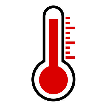 Thermometer icon with high temperature. Vector.