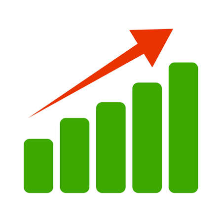 Bar graph icon. Increase arrow. Vector.のイラスト素材