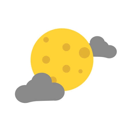 Cratered moon and black clouds. Night. Vector.のイラスト素材