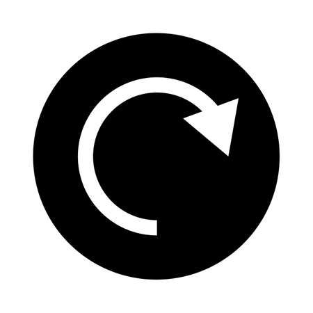 A black circle icon with a rotating arrow. Vector.のイラスト素材