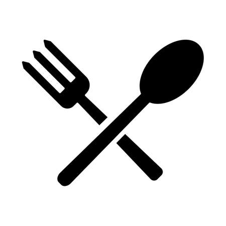 Knife and fork silhouette icon. Vector. Crossing knives and fork.のイラスト素材