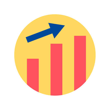 Modern bar graph icon. Increase in sales and profits. Vectors.のイラスト素材