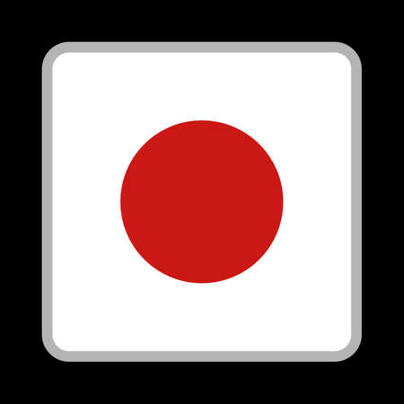 Square Japanese flag icon. Asian country. Vector.のイラスト素材