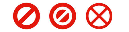 Bans and regulations. A set of stop sign and cross mark icons. Vectors.