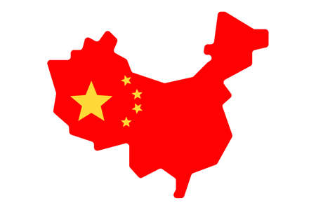 The Chinese flag in the shape of the Chinese mainland. Vector.のイラスト素材