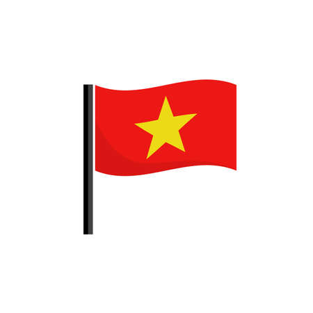 A fluttering Vietnamese flag. Editable vectors.のイラスト素材