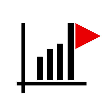 A bar graph with flags. Goal achieved. Vectors.のイラスト素材