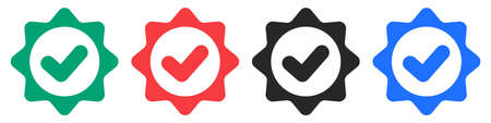 Badge icon set with check marks. Editable vectors.