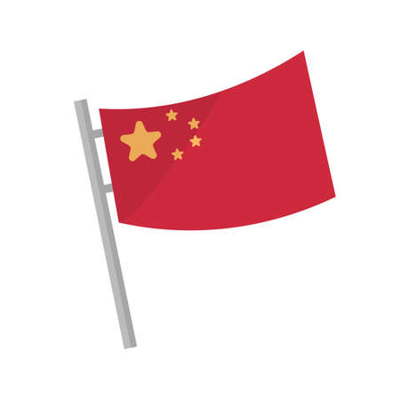 Chinese flag fluttering in the wind. Editable vector.のイラスト素材