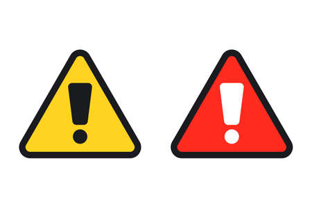 Yellow and red warning symbol set. Editable vector.のイラスト素材