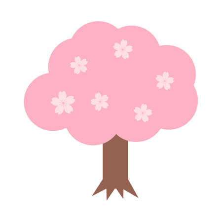 Cherry blossom tree. Spring in Japan. Editable vector.のイラスト素材
