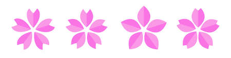 Set of cherry blossom icons in various styles. Editable vector.のイラスト素材
