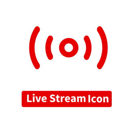 Red live streaming icon. Internet video streaming. Editable vector.のイラスト素材