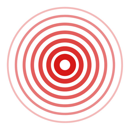 Red sound wave icon. Tap or highlight sign. Editable vector.のイラスト素材