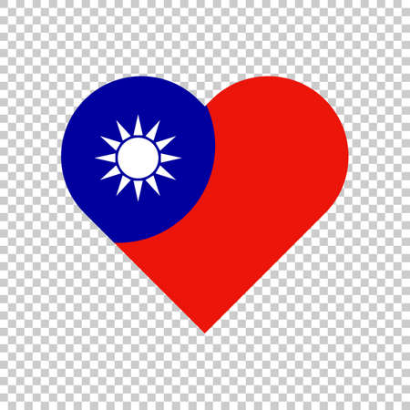 Heart-shaped Taiwanese flag. Love for Taiwan. Editable vector.のイラスト素材