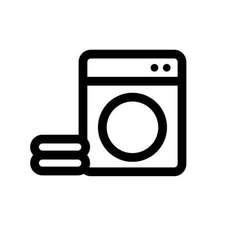 Simple washing machine and towels icon set. Editable vector.のイラスト素材