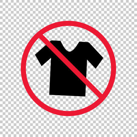 Silhouette icon of clothes and prohibition mark. Editable vector.のイラスト素材