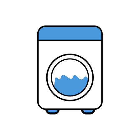 Washing machine with water. Laundromat. Editable vector.のイラスト素材