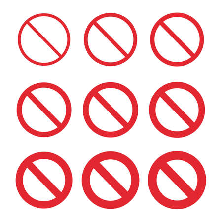 Set of stop mark icons by thickness. Warning and regulation. Editable vector.のイラスト素材