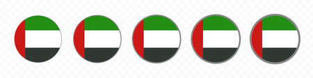 Set of icons of United Arab Emirates flag with rounded borders of different sizes. Editable vector.のイラスト素材