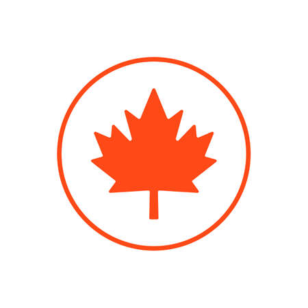 Round Canadian flag coin. Maple Leaf. Editable vector.のイラスト素材