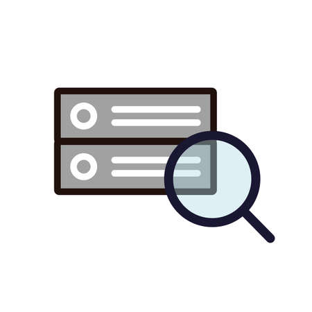 Server inspection. Server and magnifying glass icon. Editable vector.のイラスト素材
