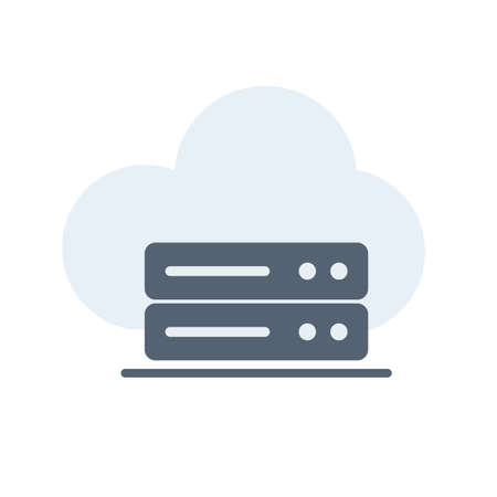 Cloud server icon. Web hosting. Server rack and cloud. Editable vector.のイラスト素材