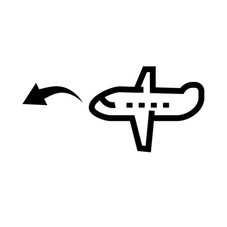 Airplane Landing and Arrow Icons. Arrival at travel destination. Editable vector.のイラスト素材