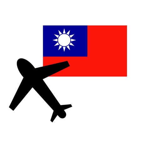 Taiwanese flag and airplane icon. Editable vector.のイラスト素材