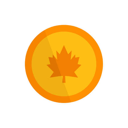 Maple Leaf gold coin. Canadian coin. Editable vector.のイラスト素材