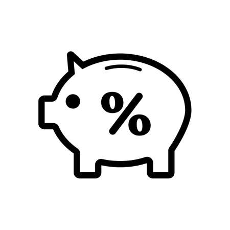 Piggy bank with percentage sign. Editable vector.のイラスト素材