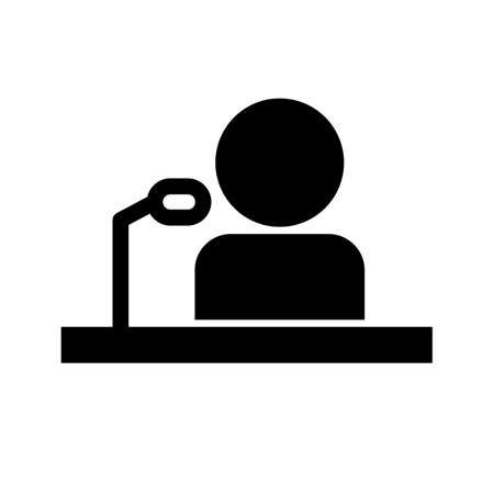 Icon of a microphone and a person giving a speech. Editable vector.のイラスト素材