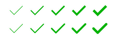 Set of check mark icons by size. Editable vector.のイラスト素材