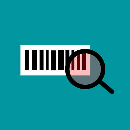 Barcode check. Barcode and magnifying glass icon. Editable vector.