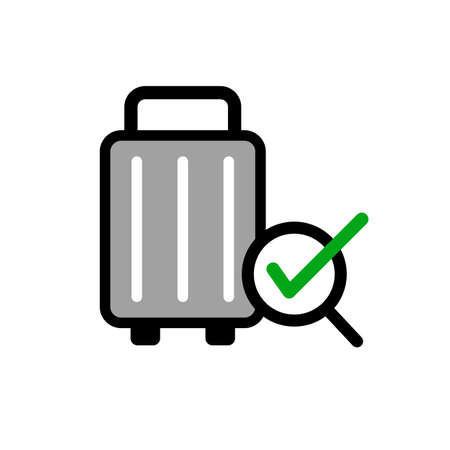 Suitcase inspection. Baggage inspection. Editable vector.のイラスト素材