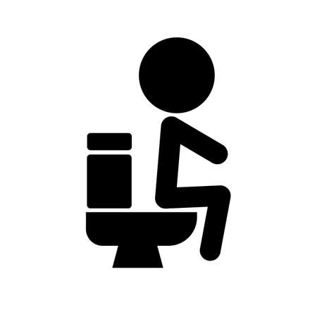 A person urinating in a toilet. Bathroom symbol. Editable vector.のイラスト素材