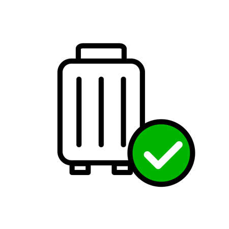 Suitcase and check mark. Baggage inspection complete. Editable vector.のイラスト素材