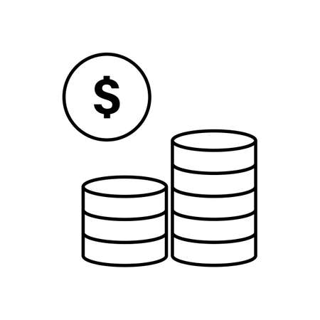 Dollar coins and stacking money. Editable vector.のイラスト素材