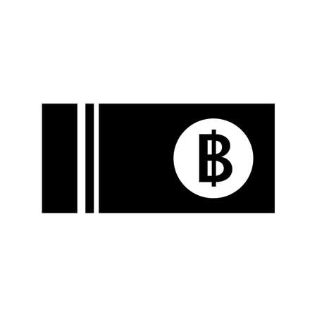 Thai baht banknote silhouette icon. Editable vector.のイラスト素材